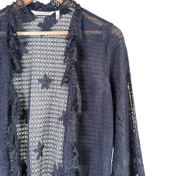 Soft Surroundings‎ Lace Open Front Long Cardigan in Black, Size XS - Picture 4 of 9